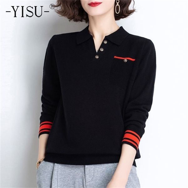 yisu spring women sweater lapel pocket fashion knitted pullove long sleeve stripe female casual loose jumper 210914, White;black
yisu spring women sweater lapel pocket fashion knitted pullove long sleeve stripe female casual loose jumper 210914, White;black