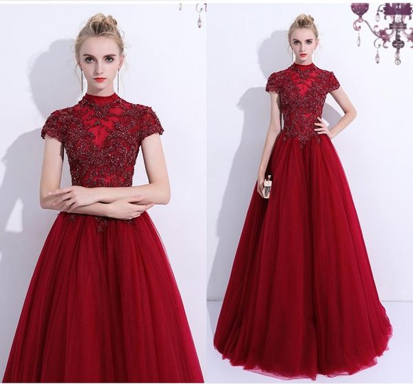 2021 new burguny high neck es a-line beads dubai saudi arabic formal evening gown prom robe de soiree 2oq8, Black;red
2021 new burguny high neck es a-line beads dubai saudi arabic formal evening gown prom robe de soiree 2oq8, Black;red