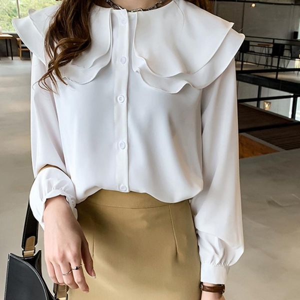missky women blouse solid color long sleeve flouncing collar chiffon shirt female for spring summer plus size -4xl, White
missky women blouse solid color long sleeve flouncing collar chiffon shirt female for spring summer plus size -4xl, White