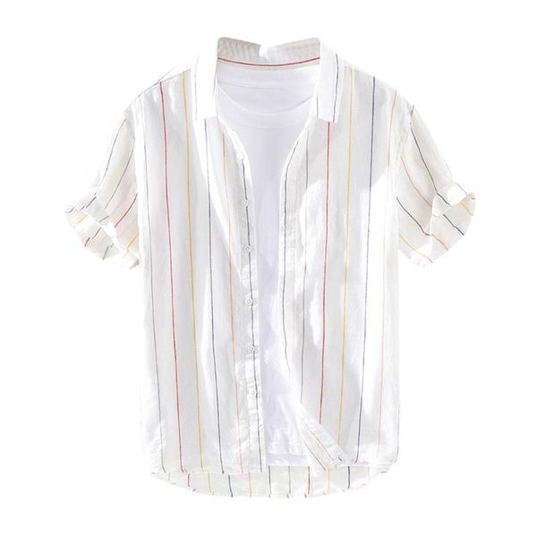 men's casual shirts pure linen short sleeve shirt for men summer japanese fashion male white vintage striped slim fit, White;black
men's casual shirts pure linen short sleeve shirt for men summer japanese fashion male white vintage striped slim fit, White;black