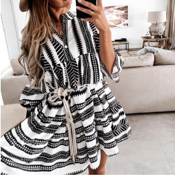 casual dresses bohemian loose beach party dress womens v-neck smock ladies summer holiday swing print mini oversize vestidos, Black;gray
casual dresses bohemian loose beach party dress womens v-neck smock ladies summer holiday swing print mini oversize vestidos, Black;gray