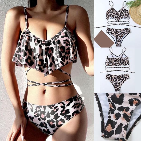 women's swimwear leopard print bikini 2-piece mid-high waist split swimsuit black, White;black
women's swimwear leopard print bikini 2-piece mid-high waist split swimsuit black, White;black