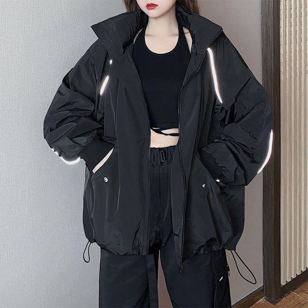 running jackets baseball uniform women 2021 spring korean ins trendy all-match reflective loose black zipper hooded tooling gym jacket coats, Black;red
running jackets baseball uniform women 2021 spring korean ins trendy all-match reflective loose black zipper hooded tooling gym jacket coats, Black;red