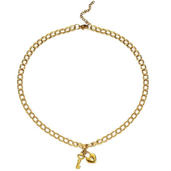 pendant necklaces stainless steel round circle link chain double key lock for women girls valentine's day gifts, Silver
pendant necklaces stainless steel round circle link chain double key lock for women girls valentine's day gifts, Silver