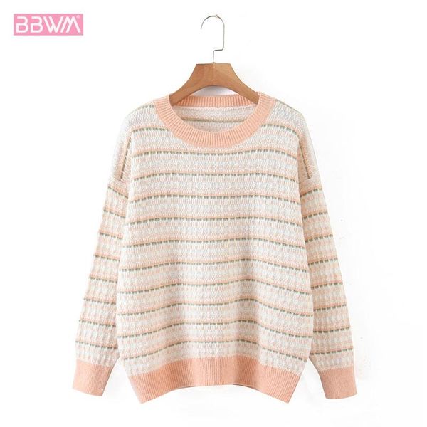 women's sweaters fashion lazy winter long sleeve round neck loose stripes pullover sweater coat vintage multicolor sweet chic female, White;black
women's sweaters fashion lazy winter long sleeve round neck loose stripes pullover sweater coat vintage multicolor sweet chic female, White;black