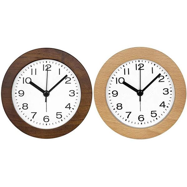 4 inch small retro analog wooden alarm clock with night light, round non-ticking battery operated silent
4 inch small retro analog wooden alarm clock with night light, round non-ticking battery operated silent