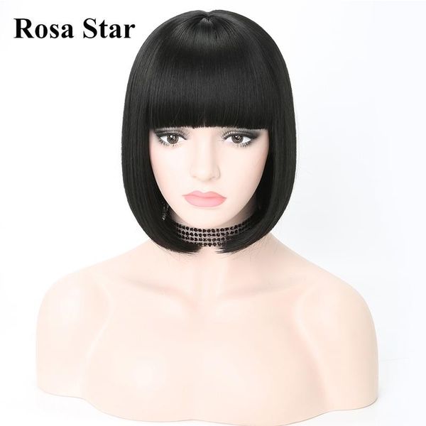 synthetic wigs rosa star 12 inches straight short bob hair with bangs for women naturl daily cosplay custom, Black
synthetic wigs rosa star 12 inches straight short bob hair with bangs for women naturl daily cosplay custom, Black