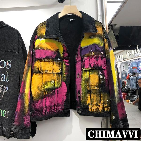 heavy industry painted denim jacket streetwear 2021 women spring and autumn new loose contrasting color short jeans coat outwear, Black;brown
heavy industry painted denim jacket streetwear 2021 women spring and autumn new loose contrasting color short jeans coat outwear, Black;brown