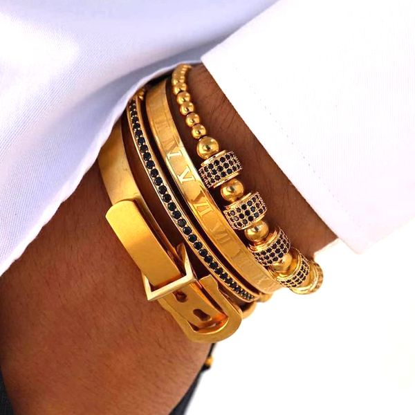 royal 4 pcs/set gold charm bracelet men fashion titanium steel roman numeral bracelet men jewelry gift pulseras hombre, Golden;silver
royal 4 pcs/set gold charm bracelet men fashion titanium steel roman numeral bracelet men jewelry gift pulseras hombre, Golden;silver