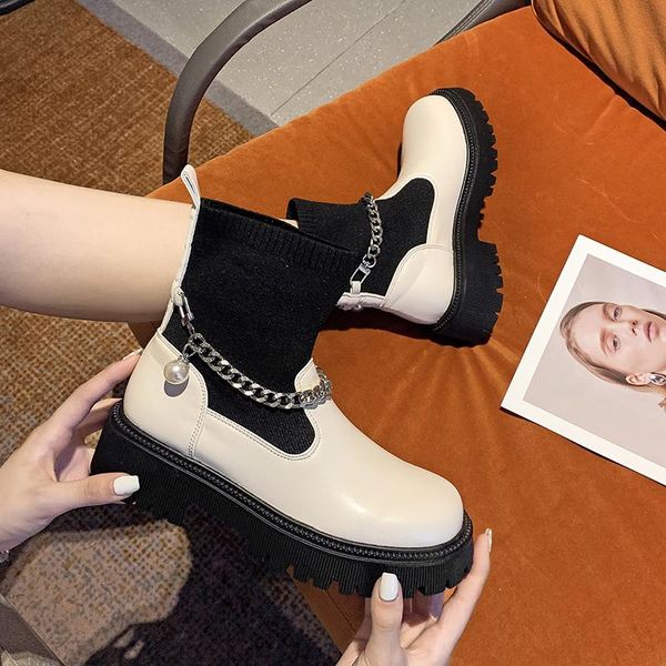 boots fashion platform ankle women shoes 2021 chain decorate autumn set of feet motorcycle non-slip comfortable female, Black
boots fashion platform ankle women shoes 2021 chain decorate autumn set of feet motorcycle non-slip comfortable female, Black
