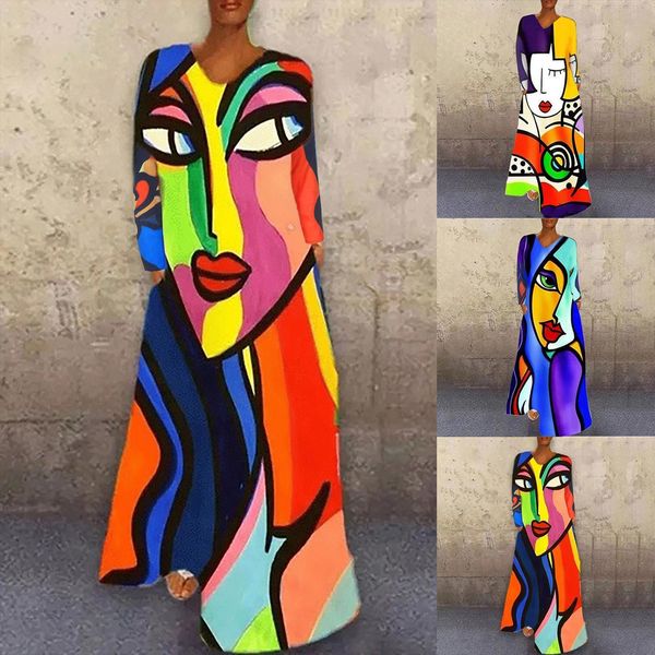 summer fashion print casual womens dresses long sleeve o neck loose knee length vestido de mujer, Black;gray
summer fashion print casual womens dresses long sleeve o neck loose knee length vestido de mujer, Black;gray