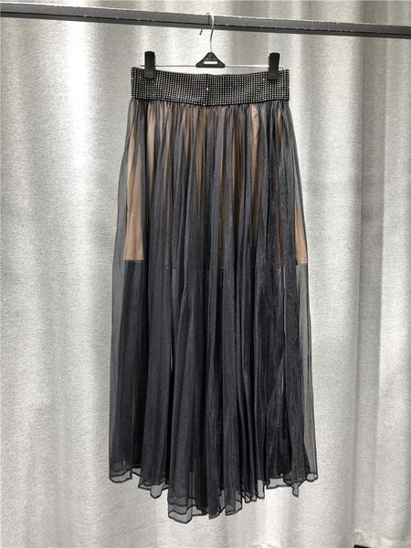 skirt women fashion casual translucent pleated skirt side zipper access control diamond trim at waist, Black
skirt women fashion casual translucent pleated skirt side zipper access control diamond trim at waist, Black