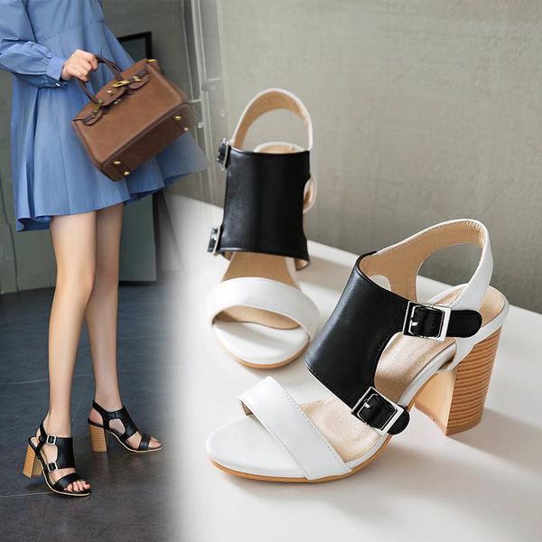 dress shoes women sandals plus size 33-43 ankle strap summer mujer thick high heels gladiator pumps 8 cm, Black
dress shoes women sandals plus size 33-43 ankle strap summer mujer thick high heels gladiator pumps 8 cm, Black