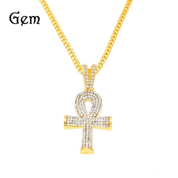 egyptian ankh key pendant with diamond hip hop necklace for men and women, Silver
egyptian ankh key pendant with diamond hip hop necklace for men and women, Silver