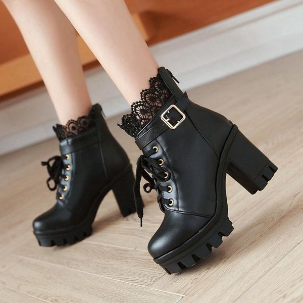 boots ribetrini brand big size 43 sweet lace stylish winter shoes women platform square high heels ankle, Black
boots ribetrini brand big size 43 sweet lace stylish winter shoes women platform square high heels ankle, Black
