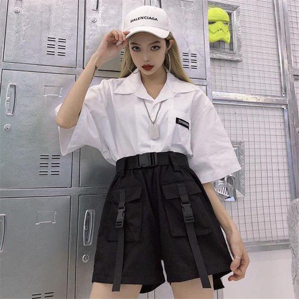 women's shorts women workwear summer high waist loose casual ropa mujer, White;black
women's shorts women workwear summer high waist loose casual ropa mujer, White;black