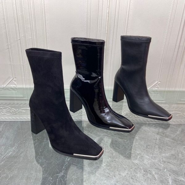 casual designer lady fashion women chelsea boots black genuine leather elasticity stretch slip on square toe high heels martin booties
casual designer lady fashion women chelsea boots black genuine leather elasticity stretch slip on square toe high heels martin booties