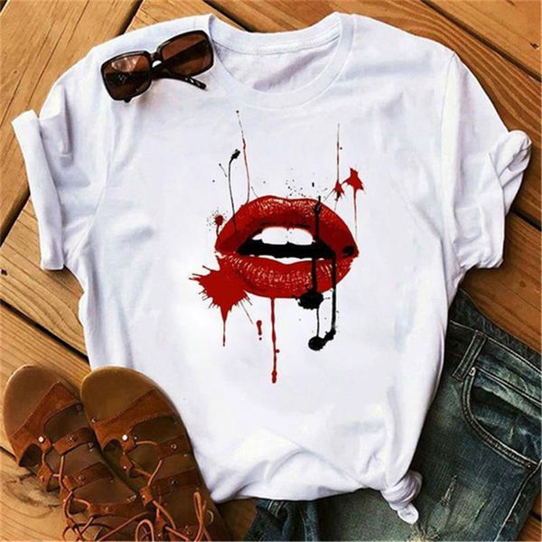 fashion new summer women t shirt red lip print hipster femme vogue tee korean style streetwear tee shirts, White
fashion new summer women t shirt red lip print hipster femme vogue tee korean style streetwear tee shirts, White