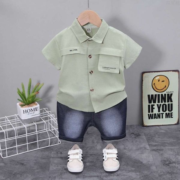 children's summer wear 0-4 years old boy's clothes solid color lapel short sleeve shirt casual shorts two piece set, White
children's summer wear 0-4 years old boy's clothes solid color lapel short sleeve shirt casual shorts two piece set, White