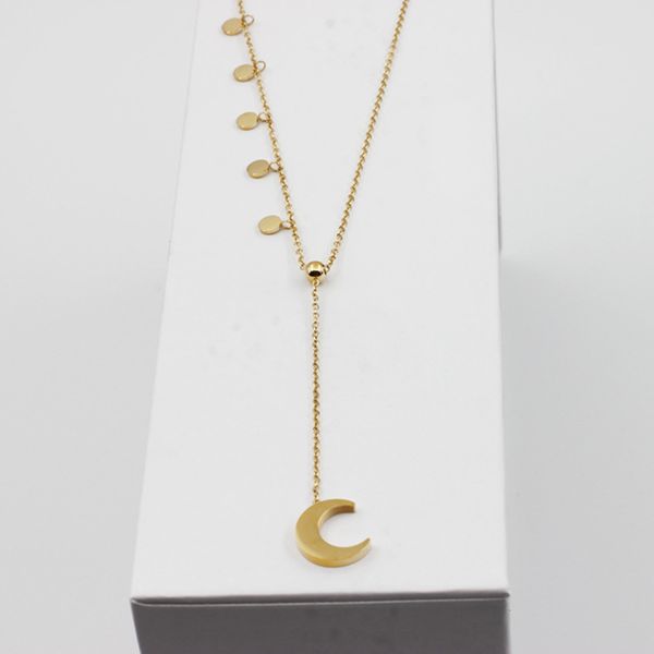 korea east gate five small discs with moon necklace o-chain women's simple stainless steel necklace trinket, Black
korea east gate five small discs with moon necklace o-chain women's simple stainless steel necklace trinket, Black