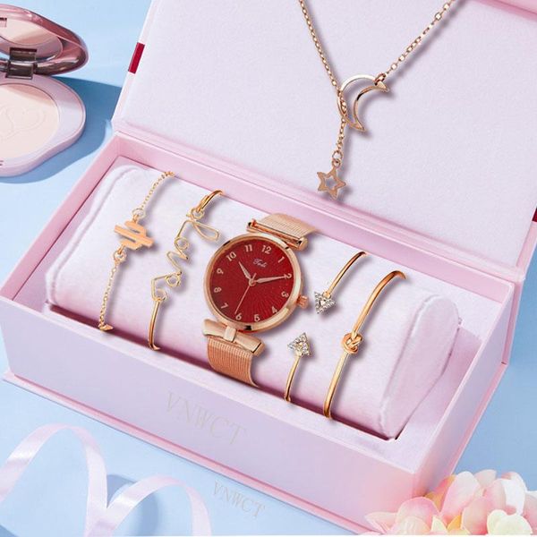 wristwatches luxury women watches 6pcs set elegant female magnetic mesh band rose woman watch bracelet montre femme, Slivery;brown
wristwatches luxury women watches 6pcs set elegant female magnetic mesh band rose woman watch bracelet montre femme, Slivery;brown