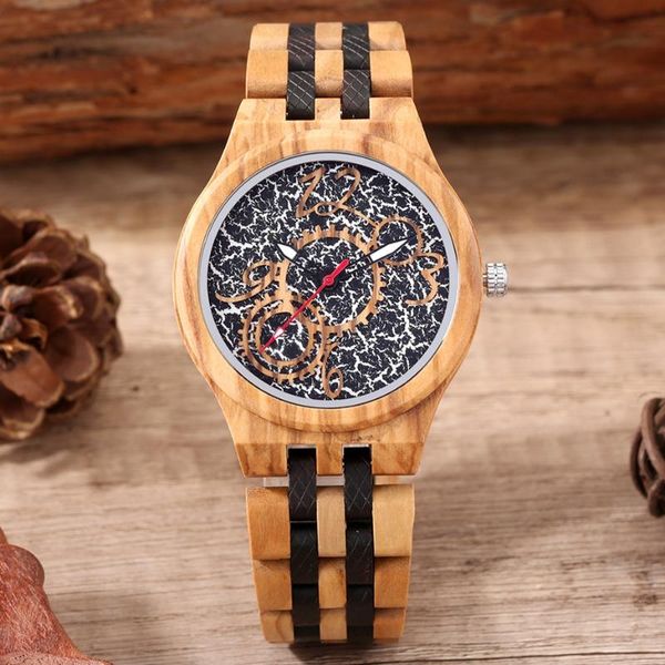 wristwatches 3d five-bead gear dial design men watch unique olive wood ebony wooden clock male adjustable bangle quartz watches, Slivery;brown
wristwatches 3d five-bead gear dial design men watch unique olive wood ebony wooden clock male adjustable bangle quartz watches, Slivery;brown
