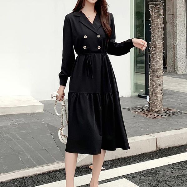 casual dresses solid women midi dress ladies autumn mid-calf button female v-neck a-line high waist elegant lace up office, Black;gray
casual dresses solid women midi dress ladies autumn mid-calf button female v-neck a-line high waist elegant lace up office, Black;gray