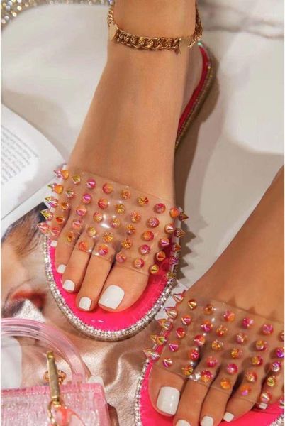 summer women rivet slippers crystal edge pvc flat heel peep toe outdoor fashion luxury casual slides beach sandals shoes ladies1, Black
summer women rivet slippers crystal edge pvc flat heel peep toe outdoor fashion luxury casual slides beach sandals shoes ladies1, Black