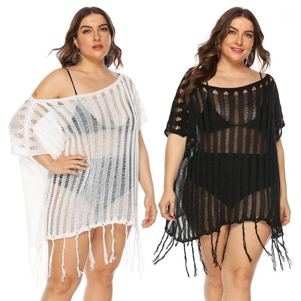 women plus size bathing suit swimsuit cover ups off shoulder hollow out crochet beach dress irregular tassel women's swimwear, White;black
women plus size bathing suit swimsuit cover ups off shoulder hollow out crochet beach dress irregular tassel women's swimwear, White;black