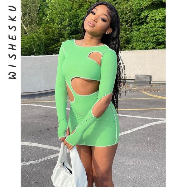 casual dresses women y2k solid ribbed irregular mini dress hollow out long sleeve wrap hip bodycon 2021 midnight party clubwear, Black;gray
casual dresses women y2k solid ribbed irregular mini dress hollow out long sleeve wrap hip bodycon 2021 midnight party clubwear, Black;gray