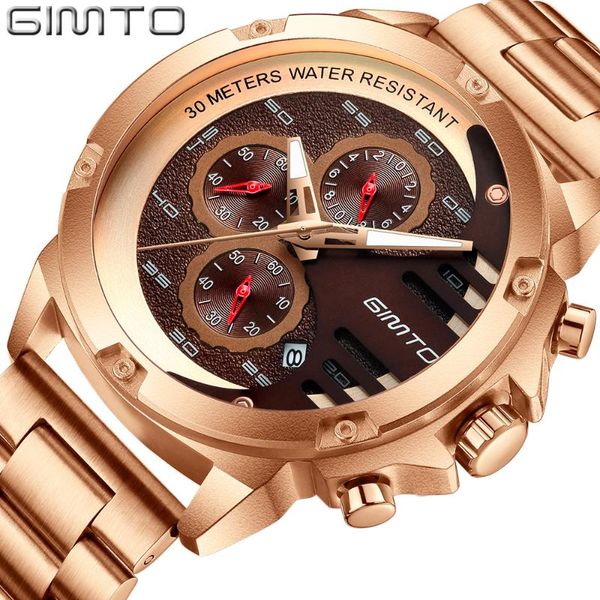 wristwatches gimto men watch creative gold steel quartz clock waterproof chronograph male sport watches relogio masculino, Slivery;brown
wristwatches gimto men watch creative gold steel quartz clock waterproof chronograph male sport watches relogio masculino, Slivery;brown