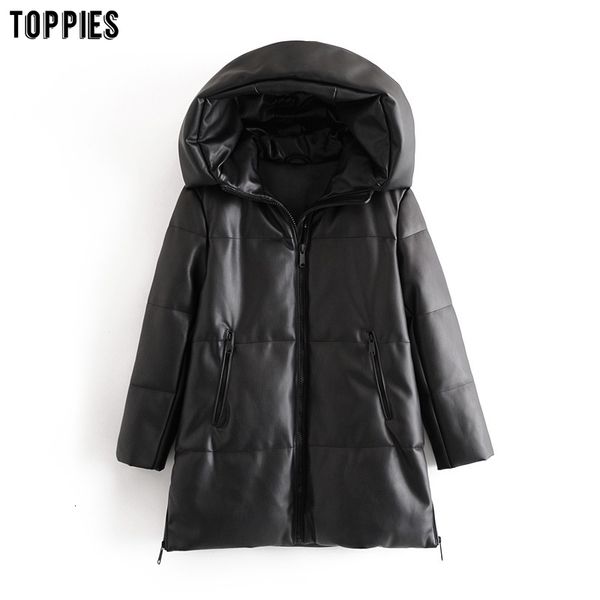 ies winter women pu leather long parkas thick oversized coat female elegant pu overcoat hooded jacket 201014, Black
ies winter women pu leather long parkas thick oversized coat female elegant pu overcoat hooded jacket 201014, Black