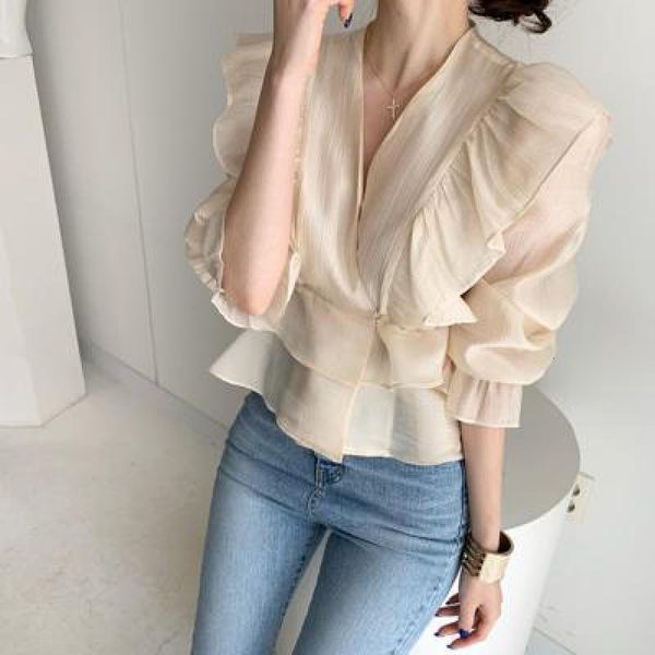 elegant women ruffles blouse ladies slim long sleeve v neck chiffon korean spring summer vintage fashion clothes, White
elegant women ruffles blouse ladies slim long sleeve v neck chiffon korean spring summer vintage fashion clothes, White
