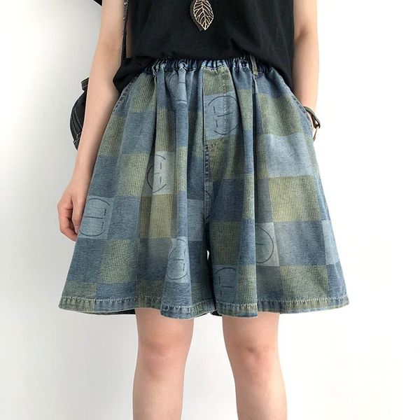 women's jeans shorts women plaid elastic waist summer loose wide-leg female high-waisted leisure straight thin, Blue
women's jeans shorts women plaid elastic waist summer loose wide-leg female high-waisted leisure straight thin, Blue