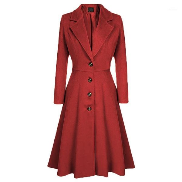 winter woolen jacket women 2021 europe and america white red black casual plus size loose fashion long blends coat gh343 women's wool &