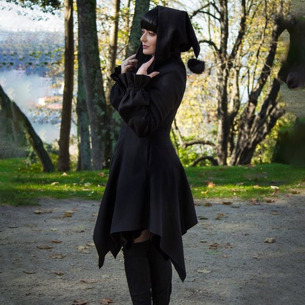 witch slim solid long sleeve hooded dress women gothic dark splice zip irregular dress female halloween party costume, Black;gray
witch slim solid long sleeve hooded dress women gothic dark splice zip irregular dress female halloween party costume, Black;gray