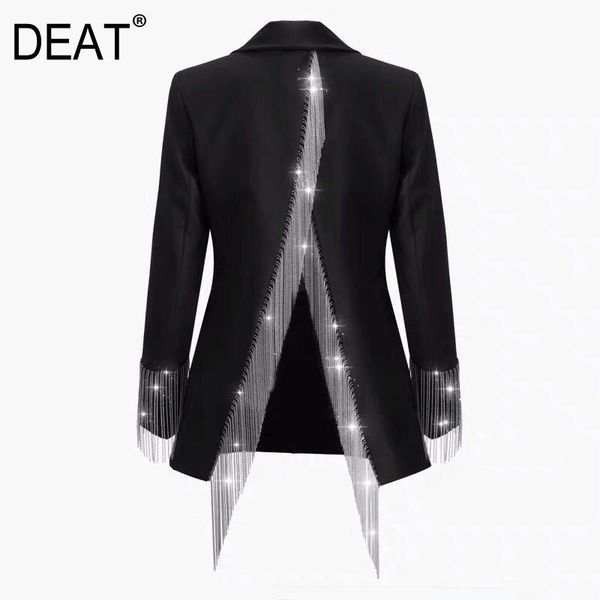 deat 2021 spring new small suit jacket for famale design niche back hollow split tassel black loose black blazers spring yj912, White;black
deat 2021 spring new small suit jacket for famale design niche back hollow split tassel black loose black blazers spring yj912, White;black
