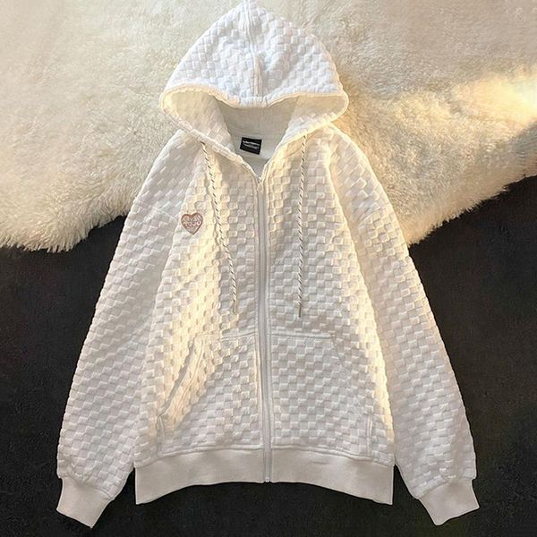 women's jackets 2021 waffle sweater early autumn thin style korean loose hooded zipper cardigan jacket ins white black clothing, Black;brown
women's jackets 2021 waffle sweater early autumn thin style korean loose hooded zipper cardigan jacket ins white black clothing, Black;brown