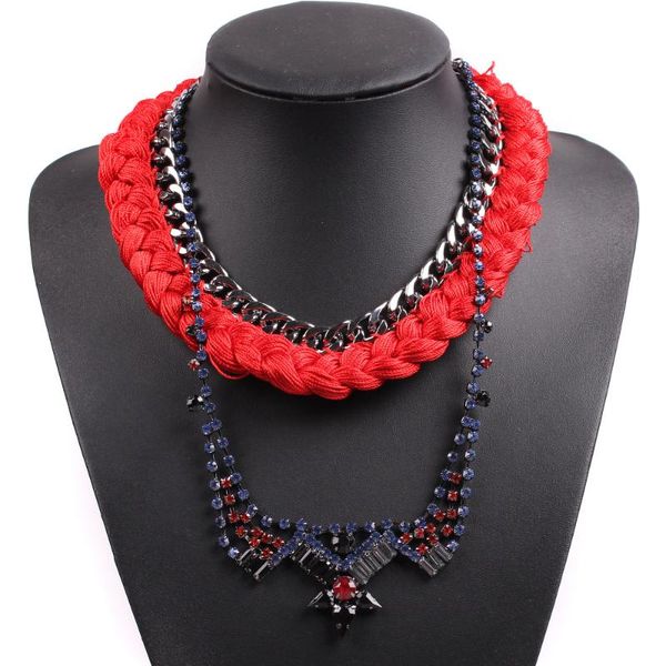 pendant necklaces 2021 fashion design colorful string braided crystal chunky statement gold color chain necklace for women jewelry, Silver
pendant necklaces 2021 fashion design colorful string braided crystal chunky statement gold color chain necklace for women jewelry, Silver