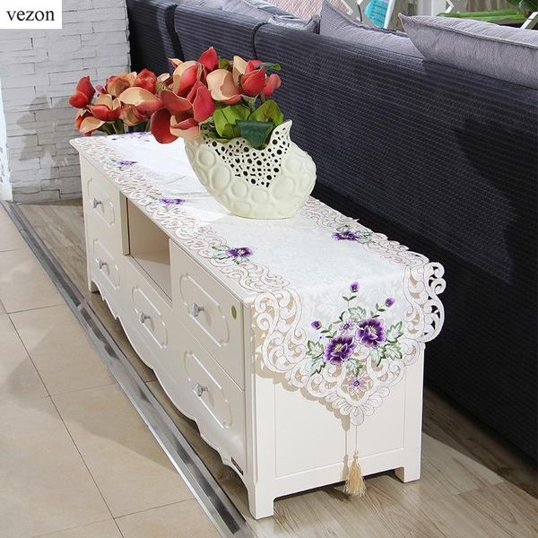 vezon elegant polyester embroidery table runners embroidered floral cutwork table cloth cover home decor textile runner
vezon elegant polyester embroidery table runners embroidered floral cutwork table cloth cover home decor textile runner