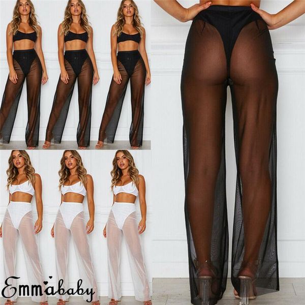 women's pants & capris 2021 womens beach mesh sheer wide leg summer fashion ladies casual bikini cover up flared trousers, Black;white
women's pants & capris 2021 womens beach mesh sheer wide leg summer fashion ladies casual bikini cover up flared trousers, Black;white