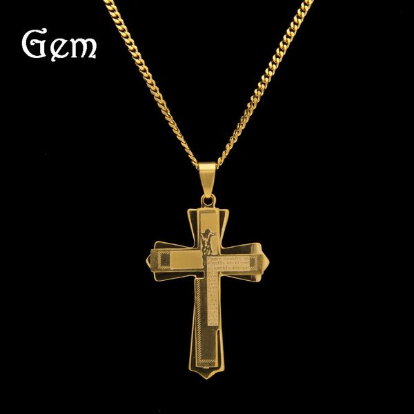 hip hop men's cross pendant jesus pattern gold plated stainless steel necklace, Silver
hip hop men's cross pendant jesus pattern gold plated stainless steel necklace, Silver