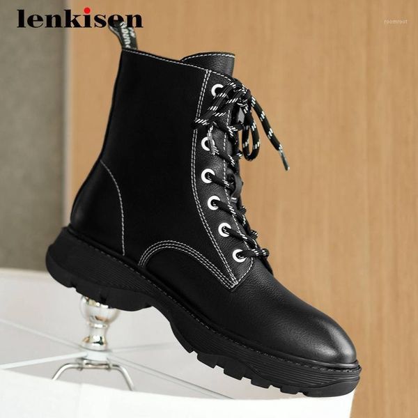 boots lenkisen korean girls genuine leather cross-tied thick med heel round toe lace up platform daily wear keep warm ankle l991, Black
boots lenkisen korean girls genuine leather cross-tied thick med heel round toe lace up platform daily wear keep warm ankle l991, Black