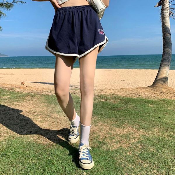 women's shorts 3762 2021 slimming summer korean version of letter embroidery thin sports, White;black
women's shorts 3762 2021 slimming summer korean version of letter embroidery thin sports, White;black