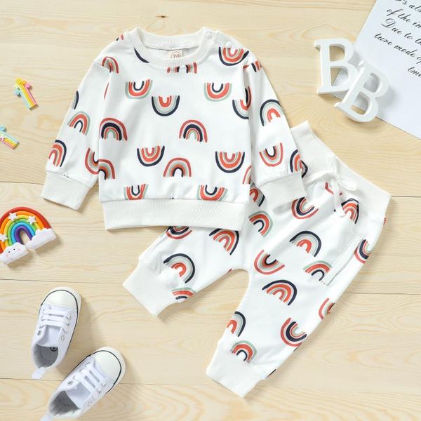 clothing sets baby girls boys clothes set rainbow print long sleeve pullover +pants toddler autumn casual 2pcs, White
clothing sets baby girls boys clothes set rainbow print long sleeve pullover +pants toddler autumn casual 2pcs, White