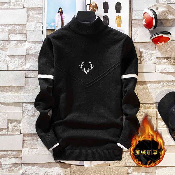 sweater knit autumn and winter men's half high collar plush thick ted shirt youth base wear, White;black
sweater knit autumn and winter men's half high collar plush thick ted shirt youth base wear, White;black