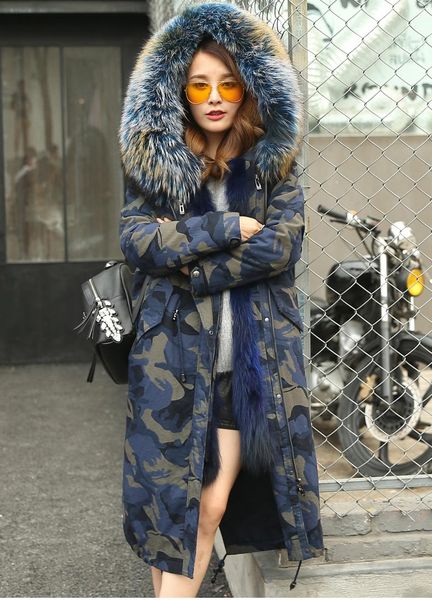 women's fur & faux women 2021 real natural raccoon liner parkers long design winter overcoat camouflage printed plus size nick coat jac, Black
women's fur & faux women 2021 real natural raccoon liner parkers long design winter overcoat camouflage printed plus size nick coat jac, Black
