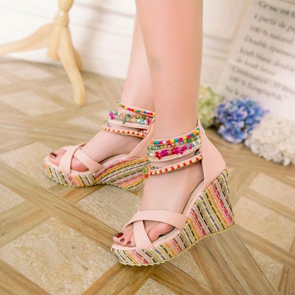 2021 summer women colorful beads high heels sandals national style wedges platform bohemia shoes woman plus size 34-43, Black
2021 summer women colorful beads high heels sandals national style wedges platform bohemia shoes woman plus size 34-43, Black