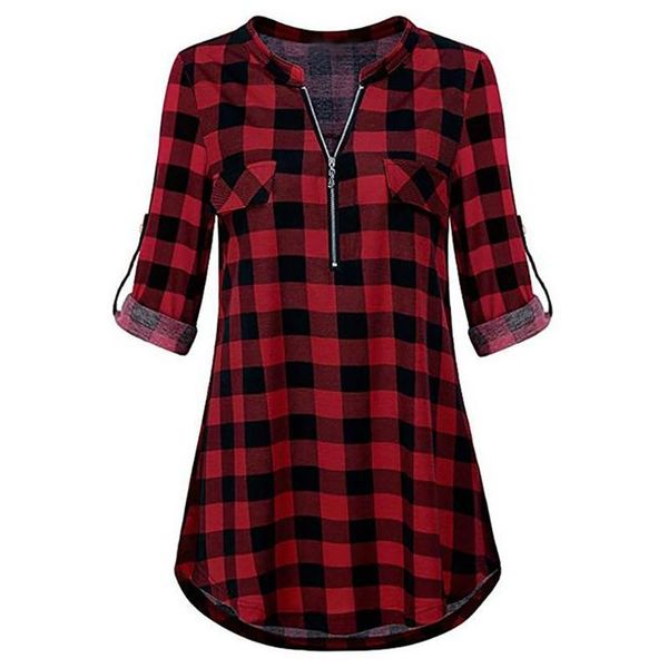 women's shirts for summer 2021 fashion female zip plaid v neck long sleeve parties casual shirt blouse women's blouse, White
women's shirts for summer 2021 fashion female zip plaid v neck long sleeve parties casual shirt blouse women's blouse, White