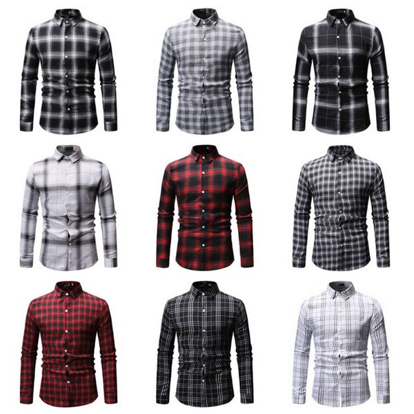 2020 new men's fashion leisure trend plaid long sleeve shirt, White;black 
2020 new men's fashion leisure trend plaid long sleeve shirt, White;black
